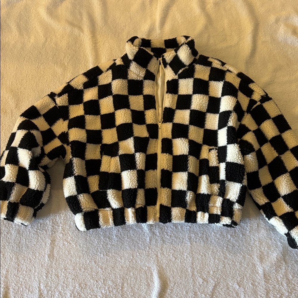 Papermoon Monochrome Checkered Fleece Jacket